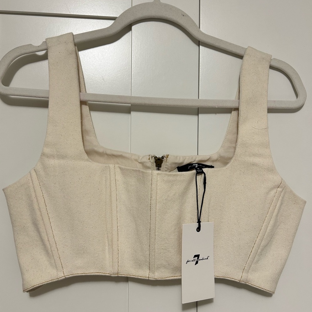 7 For All Mankind Beige Cropped Top